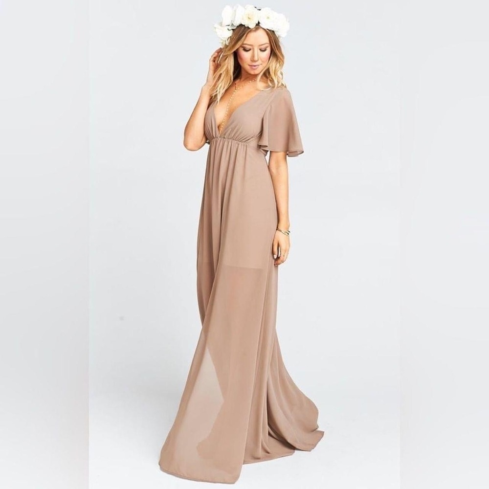Show Me Your MuMu Taupe Maxi Dress